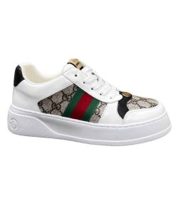 Gucci Screener Sneaker Gg Canvas With Web White
