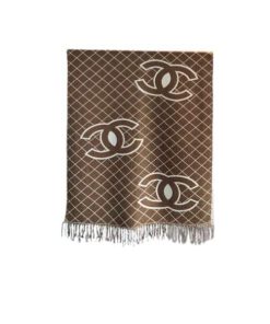Chanel Cashmere Shearling Scarf Brown