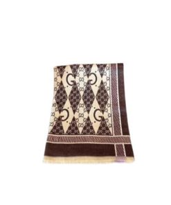 Gucci Gg Patchwork Backgammon Print Scarf Brown