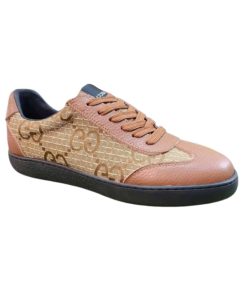 Gucci Gg Canvas And Leather Low Top Sneakers Brown