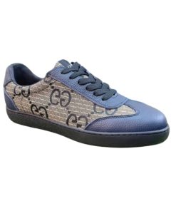 Gucci Gg Canvas And Leather Low Top Sneakers Blue