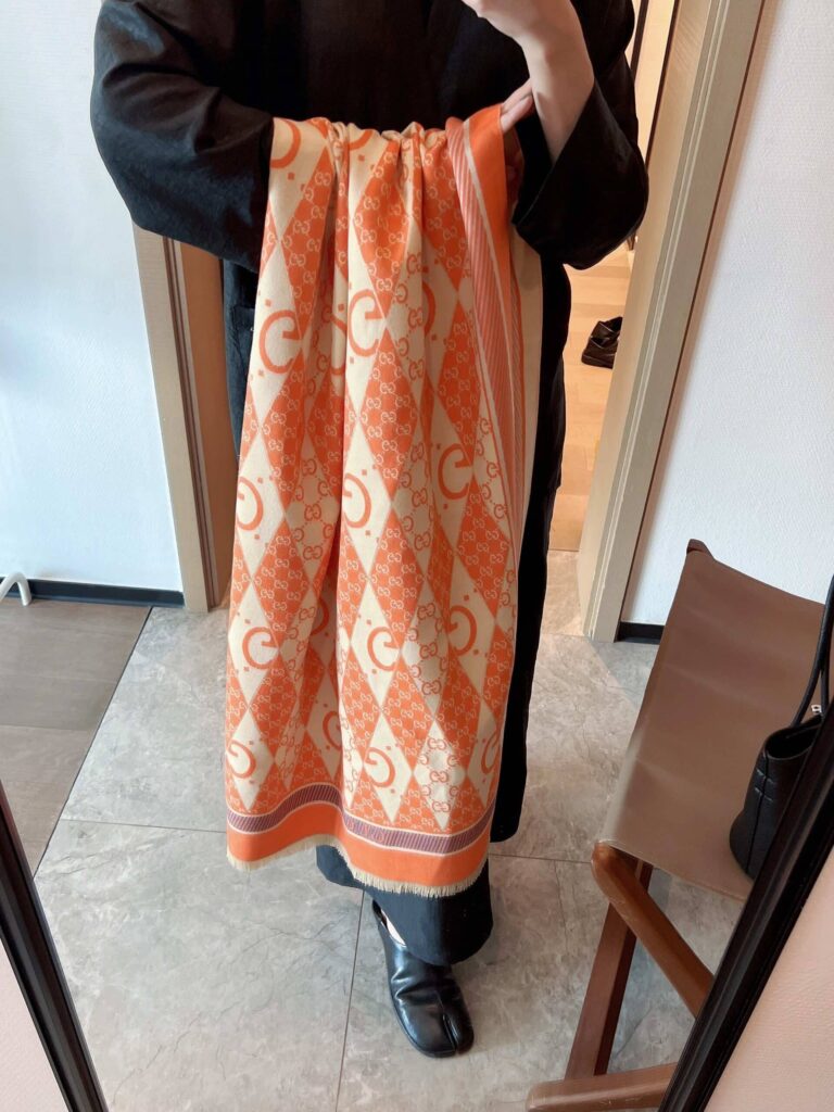 Gucci Gg Patchwork Backgammon Print Scarf Orange - Image 2