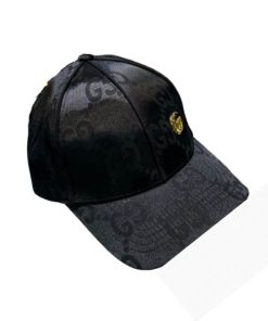 Gucci Gg Monogram Gold Logo Baseball Cap Black