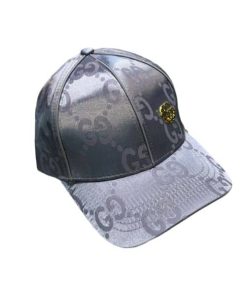 Gucci Gg Monogram Gold Logo Baseball Cap Grey