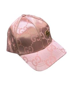 Gucci Gg Monogram Gold Logo Baseball Cap Pink