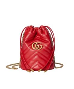 Gucci Gg Marmont Matelasse Mini Bucket Bag Red 13Cm 575163 Dtdht 6832
