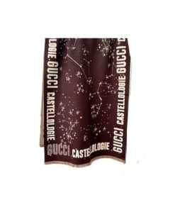 Gucci Cashmere Star Jacquard Scarf Brown