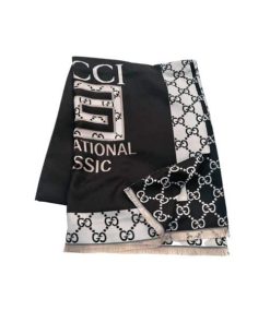 Gucci Gg Wool Jacquard Scarf Black