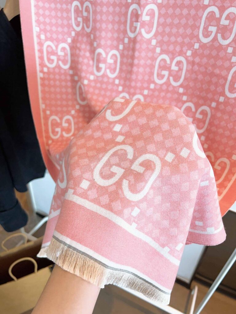 Gucci Maxi Gg Wool Jacquard Scarf Pink - Image 3