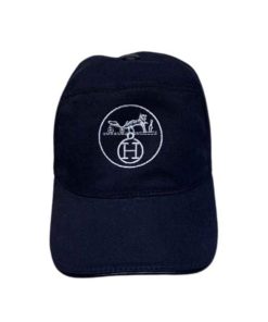 Hermes Logo Canvas Cap Black