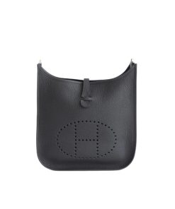 Hermes Clemence Evelyne Pm 30Cm Black Noir