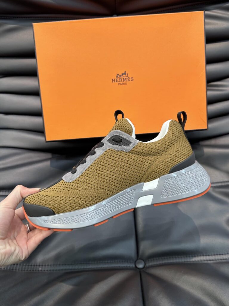 Hermes Heros Sneaker Khaki Gray H232985Zh1R400 - Image 5