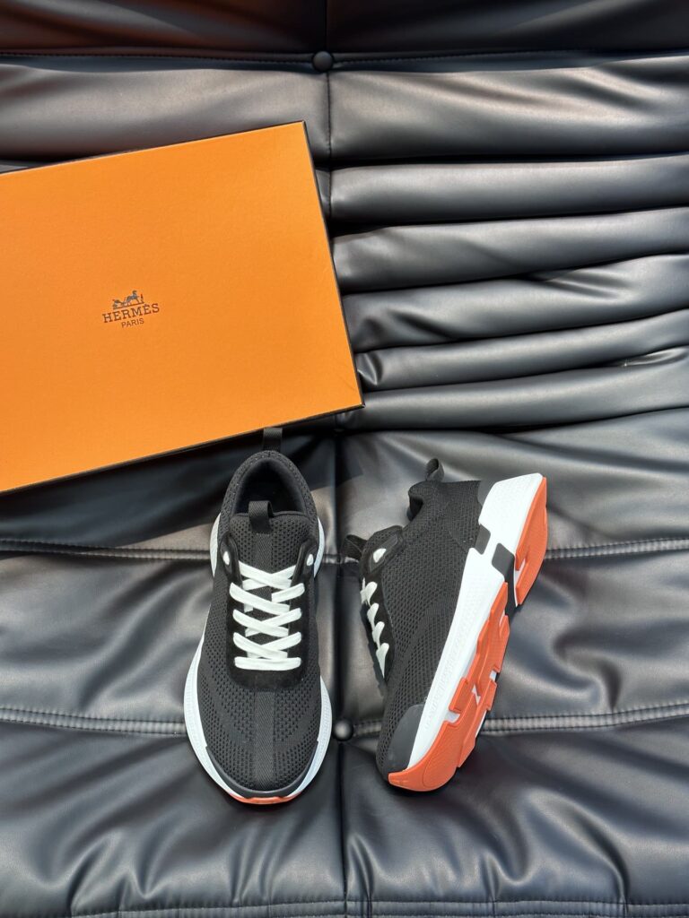Hermes Heros Sneaker Black Orange H232985Zh05400 - Image 9