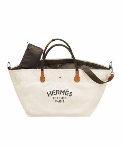 Hermes Fourre Tout Du Cavalier Bag White 42Cm