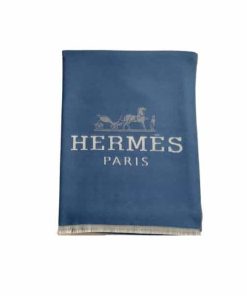 Hermes H Letter Cashmere Muffler Blue