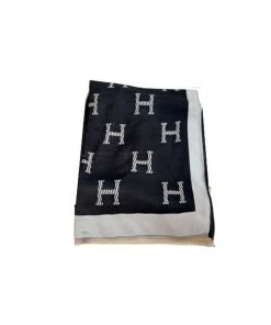Hermes H Letter Cashmere Scarf Black