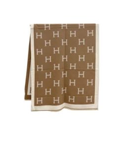 Hermes H Letter Cashmere Scarf Beige