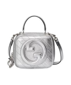 Gucci Blondie Small Top Handle Bag Silver Leather 17Cm 744434 Aacbo 8106