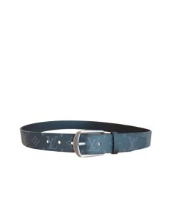 Louis Vuitton Belt Monogram Leather Black Silver Hardware 35Mm