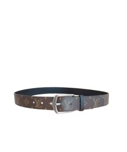 Louis Vuitton Belt Monogram Leather Brown Silver Hardware 35Mm