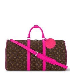Louis Vuitton Keepall Bandouli?re Bag Brown And Pink 45Cm M46773