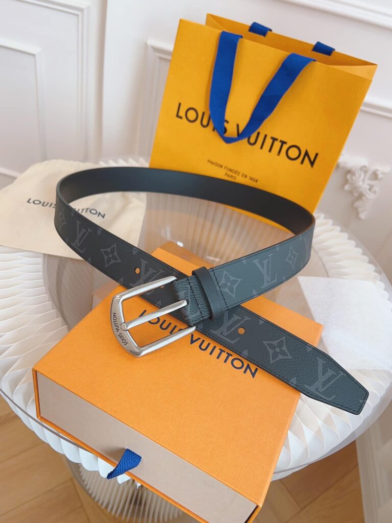 Louis Vuitton Belt Monogram Leather Black Silver Hardware 35Mm - Image 2
