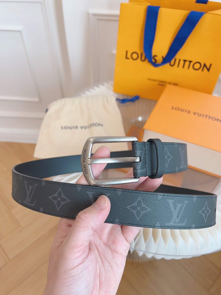 Louis Vuitton Belt Monogram Leather Black Silver Hardware 35Mm - Image 3