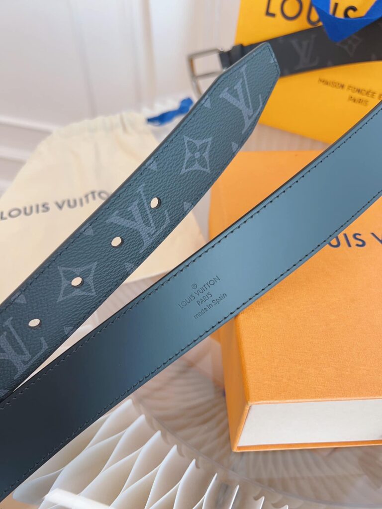 Louis Vuitton Belt Monogram Leather Black Silver Hardware 35Mm - Image 5