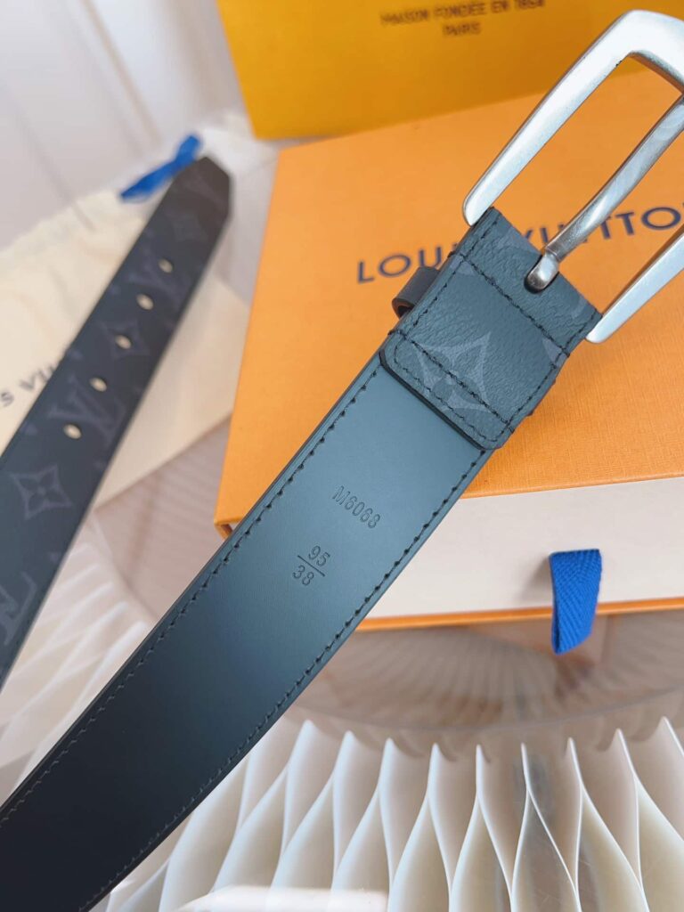 Louis Vuitton Belt Monogram Leather Black Silver Hardware 35Mm - Image 6