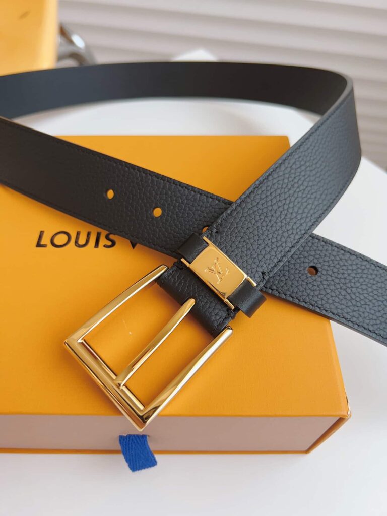 Louis Vuitton Lv City Pin Belt Gold Hardware Black 35Mm - Image 4