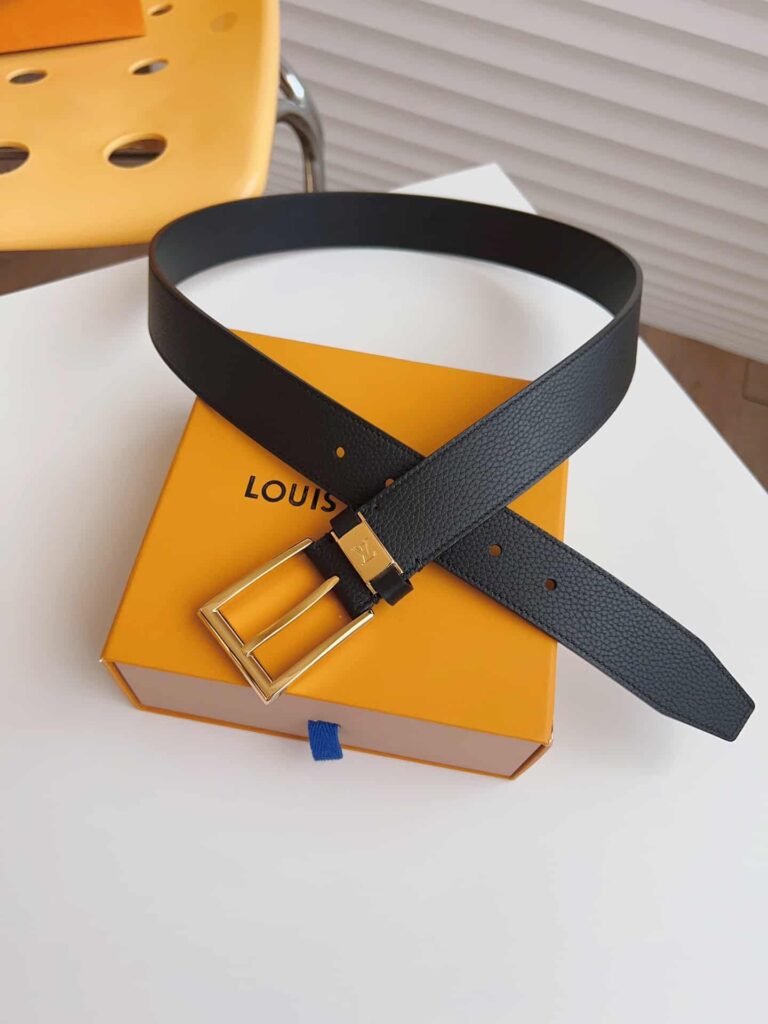 Louis Vuitton Lv City Pin Belt Gold Hardware Black 35Mm - Image 5