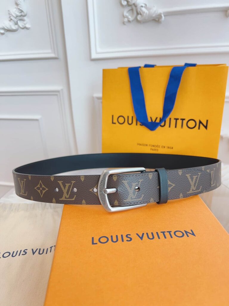 Louis Vuitton Belt Monogram Leather Brown Silver Hardware 35Mm - Image 8