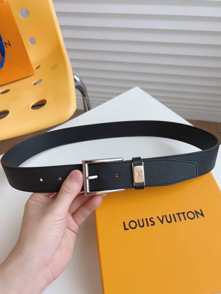 Louis Vuitton Lv City Pin Belt Silver Hardware Black 35Mm M0542S - Image 8