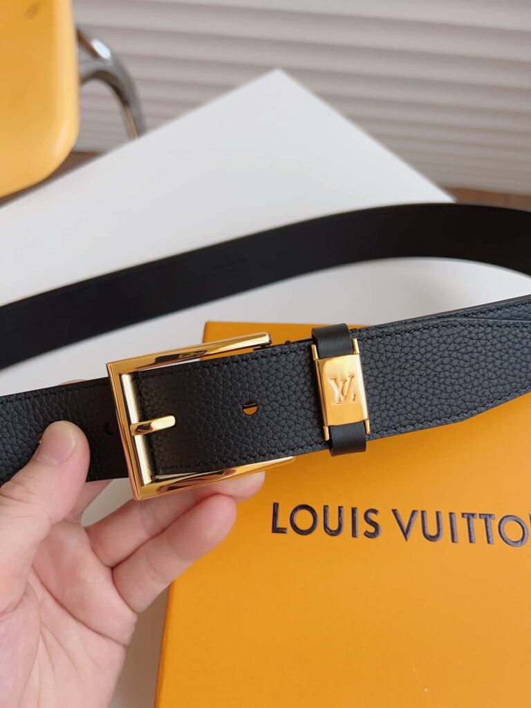 Louis Vuitton Lv City Pin Belt Gold Hardware Black 35Mm - Image 6