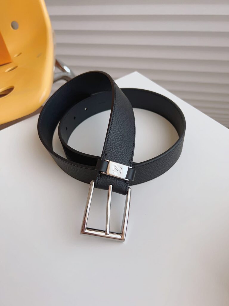 Louis Vuitton Lv City Pin Belt Silver Hardware Black 35Mm M0542S - Image 9