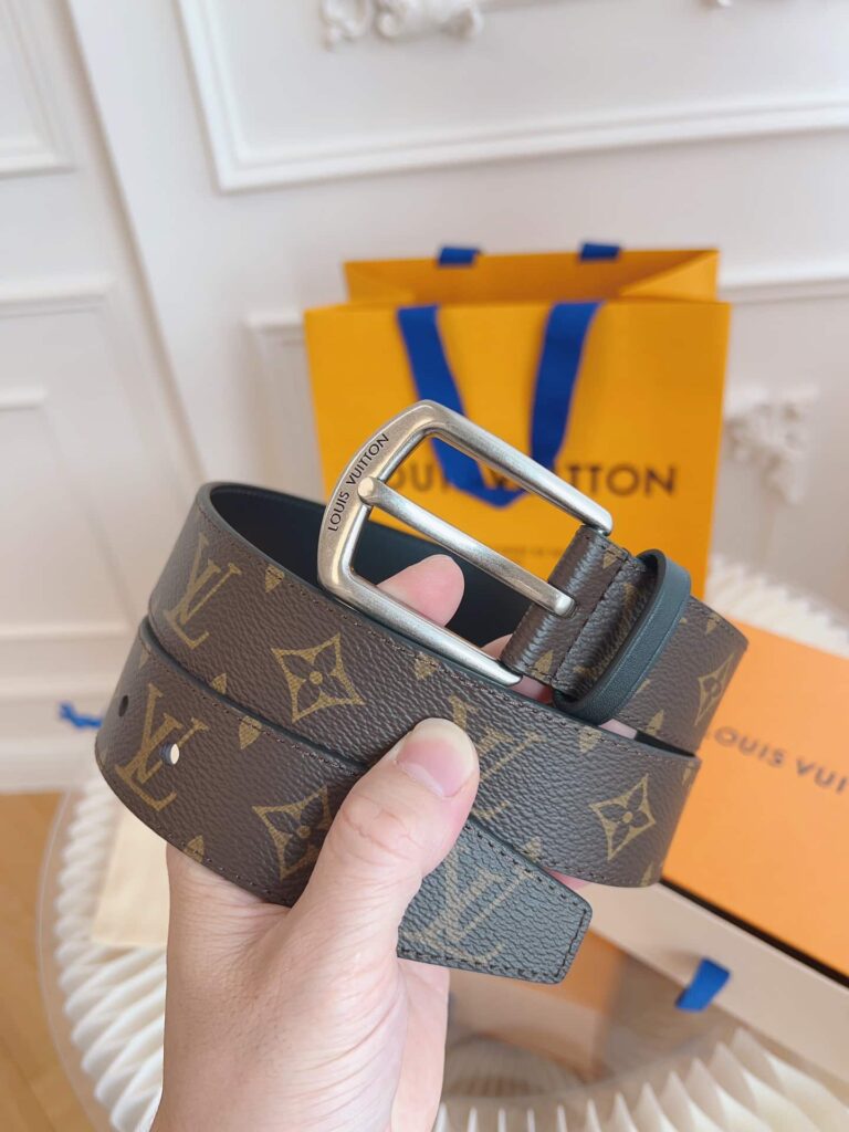 Louis Vuitton Belt Monogram Leather Brown Silver Hardware 35Mm - Image 10