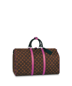 Louis Vuitton Keepall Bandouli?re 50 Brown And Pink Macassar Canvas M45866