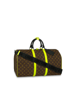 Louis Vuitton Keepall Bandouli?re 50 Brown And Chartreuse Macassar Canvas M45866