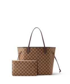Louis Vuitton Damier Ebene Neverfull Mm Brown And Light Pink 32Cm N41603