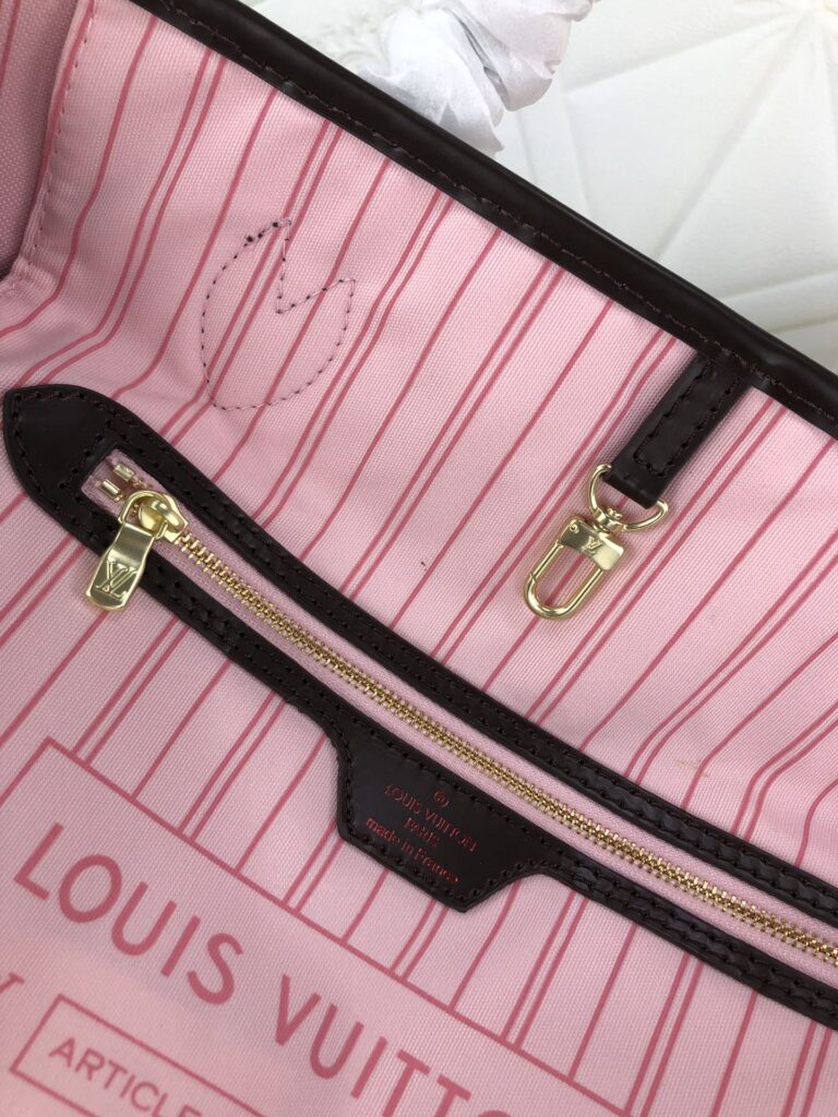Louis Vuitton Damier Ebene Neverfull Mm Brown And Light Pink 32Cm N41603 - Image 3