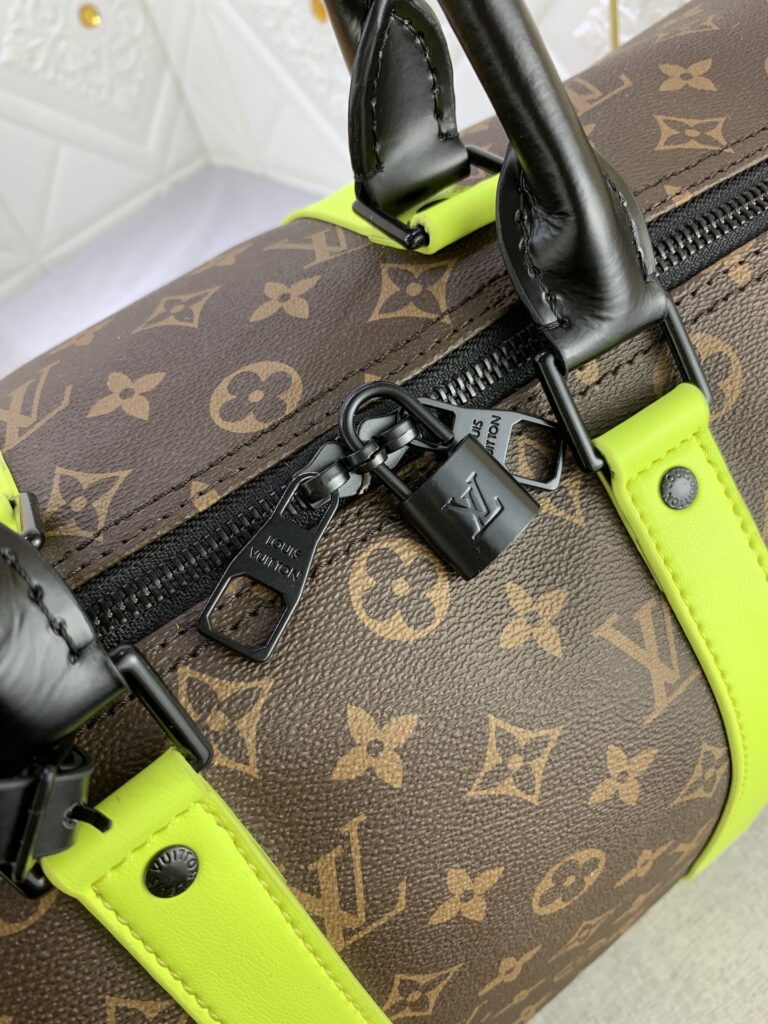Louis Vuitton Keepall Bandouli?re 50 Brown And Chartreuse Macassar Canvas M45866 - Image 4