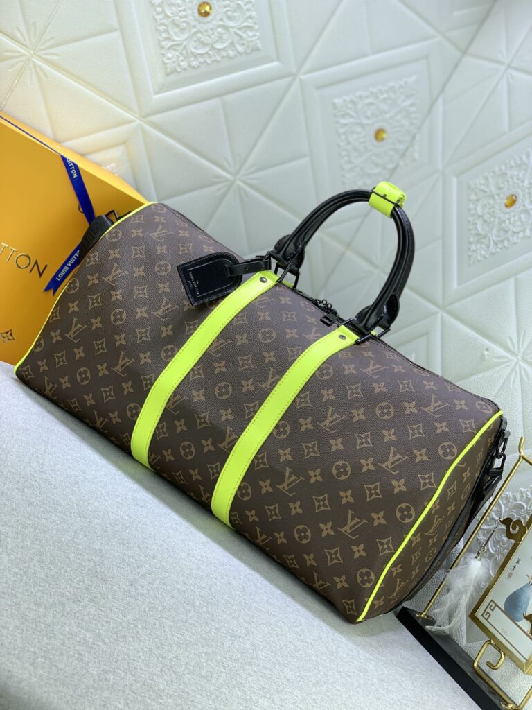 Louis Vuitton Keepall Bandouli?re 50 Brown And Chartreuse Macassar Canvas M45866 - Image 9