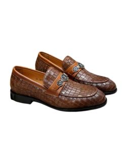 Louis Vuitton Souliers Club Loafers Crocodile Brown