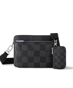 Louis Vuitton Trio Messenger Bag Damier Canvas Black 25Cm N50017