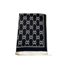 Gucci Gg Jacquard Knitted Scarf Black