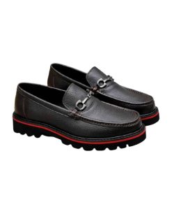 Louis Vuitton Souliers Club Loafers Black Red