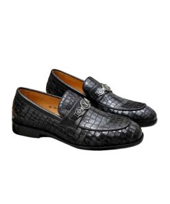 Louis Vuitton Souliers Club Loafers Crocodile Black