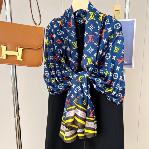 Louis Vuitton Colorful Monogram Scarf Blue 180Cm - Image 3