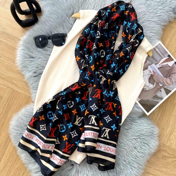 Louis Vuitton Colorful Monogram Scarf Dark Blue 180Cm - Image 2