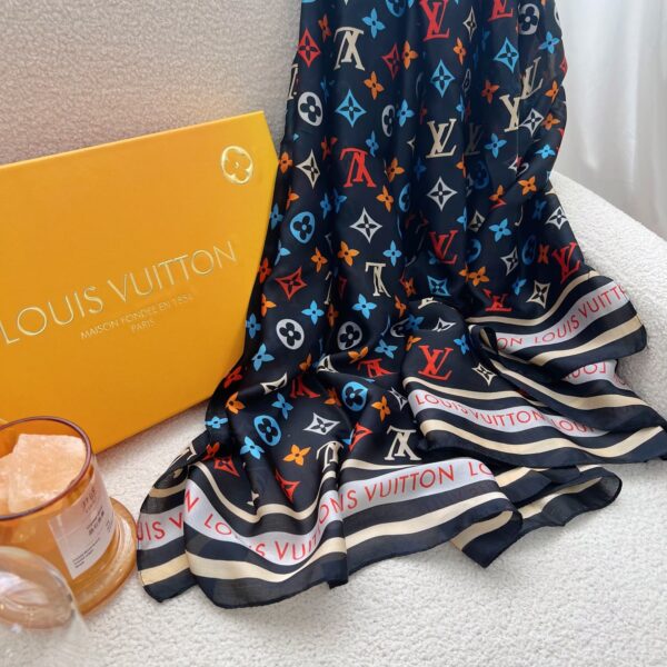 Louis Vuitton Colorful Monogram Scarf Dark Blue 180Cm - Image 4